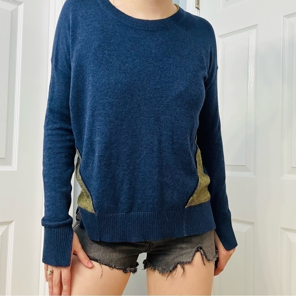 Zaket & Plover Sweater Knit Blue Green Patchwork Long Sleeve Women’s Extra Small